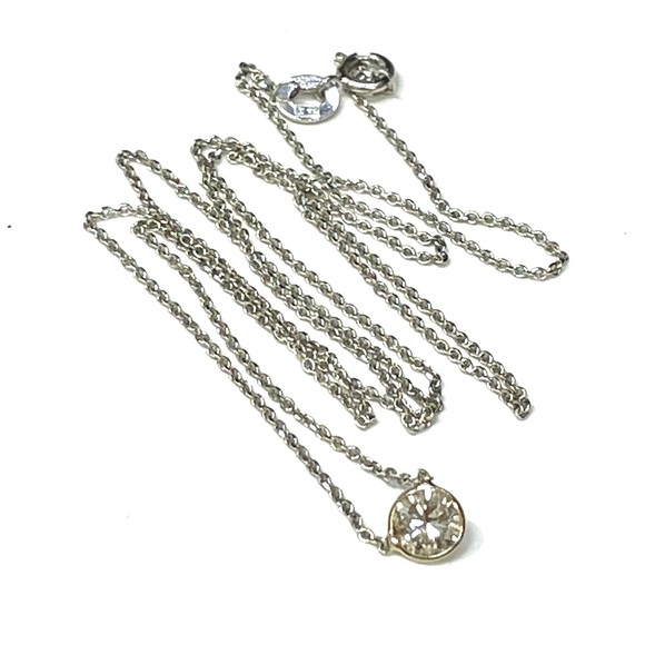 Beautiful Diamond Solitaire Necklace .40CT in solid 14k White Gold 18” - Picture 1 of 4